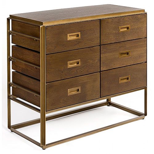 Cómoda madera roble y metal dorado