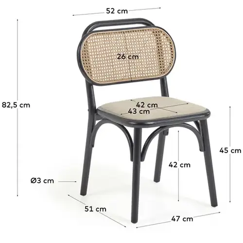 Silla Doriane madera poliéster lacado negro