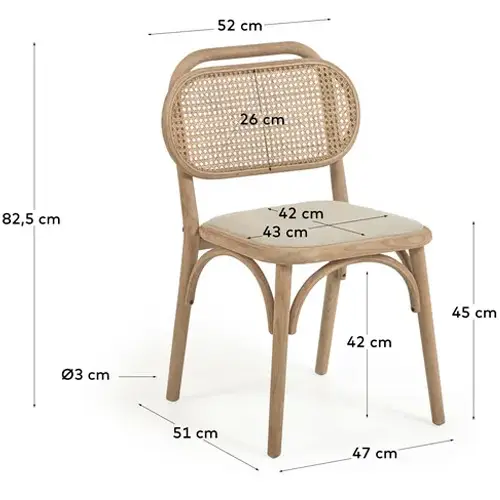 Silla Doriane madera poliéster acabado natural
