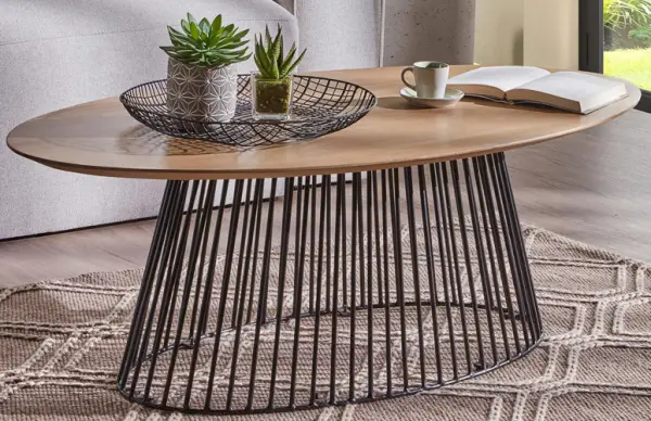 Mesa centro Leska madera maciza negro
