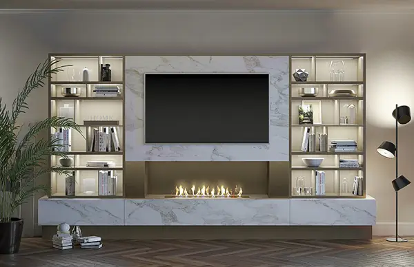Mueble de salón para tv con chimenea eléctrica Padua