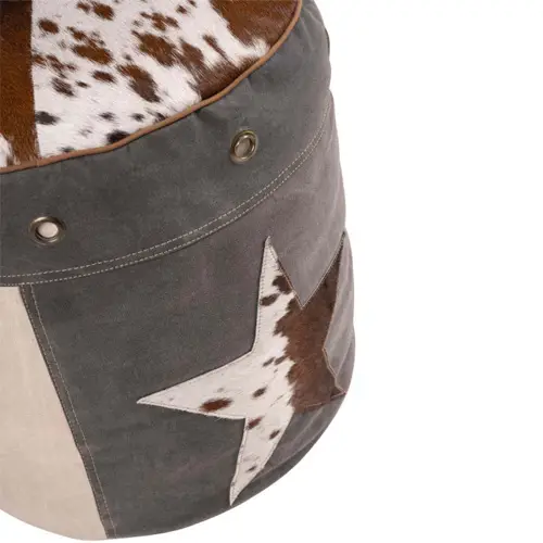 Puff gris y blanco con estampado de vaca Furs