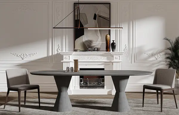 Mesa de comedor microcemento oval Estoika