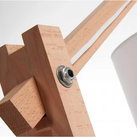 Lámpara de pie madera natural Izar tulipa blanca