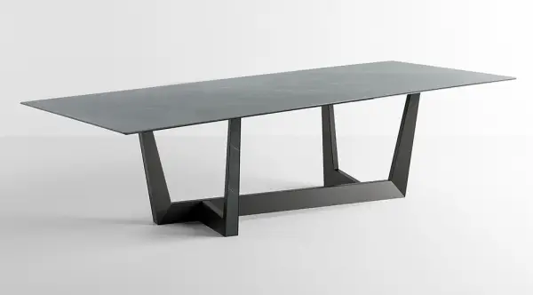 Mesa de comedor rectangular porcelánico y metal Art Bonaldo