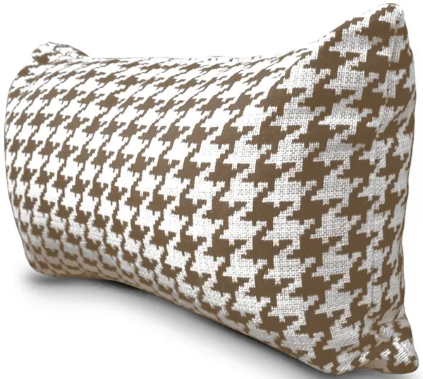 Cojín con estampado de pata de gallo marrón y blanco