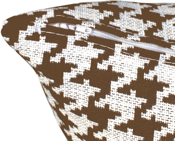 Cojín con estampado de pata de gallo marrón y blanco
