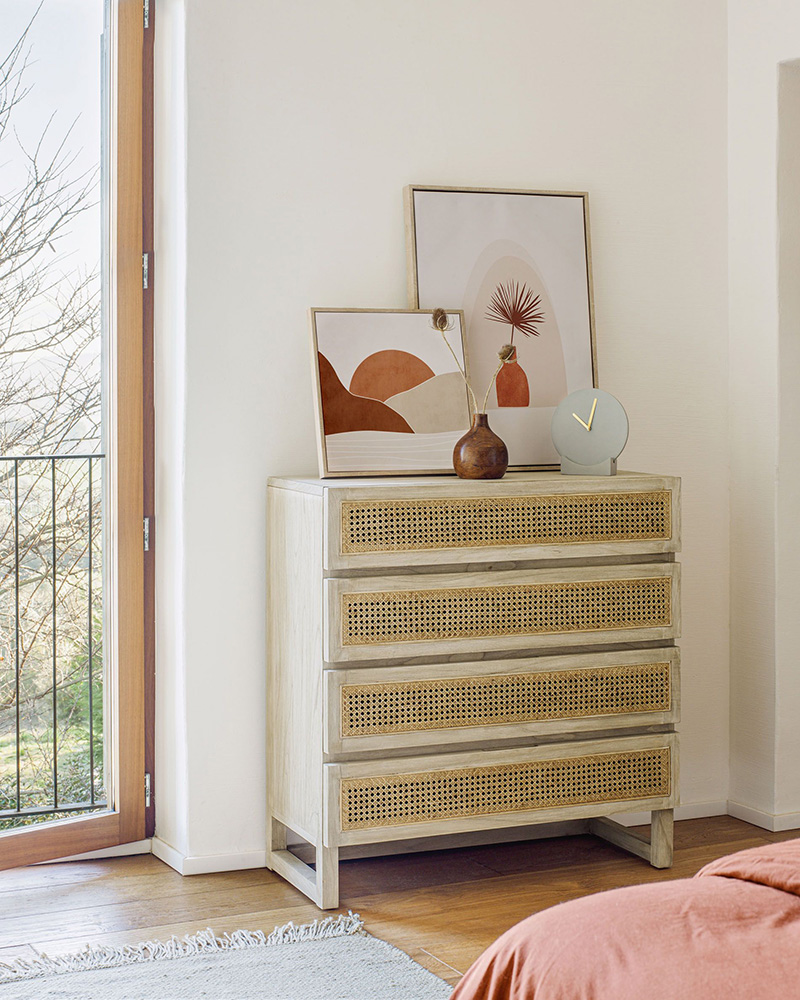 Cómoda Rexit madera maciza mindi 5 cajones