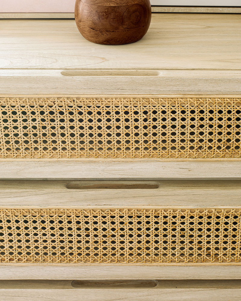 Cómoda Rexit madera maciza mindi 5 cajones