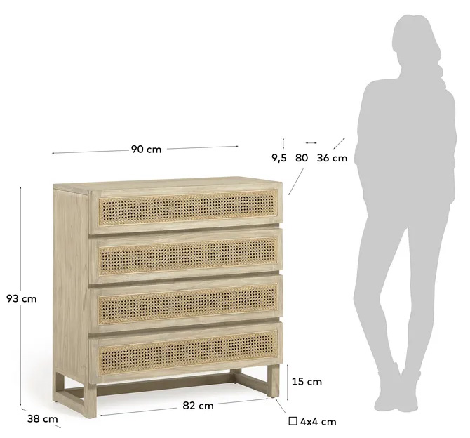 Cómoda Rexit madera maciza mindi 5 cajones