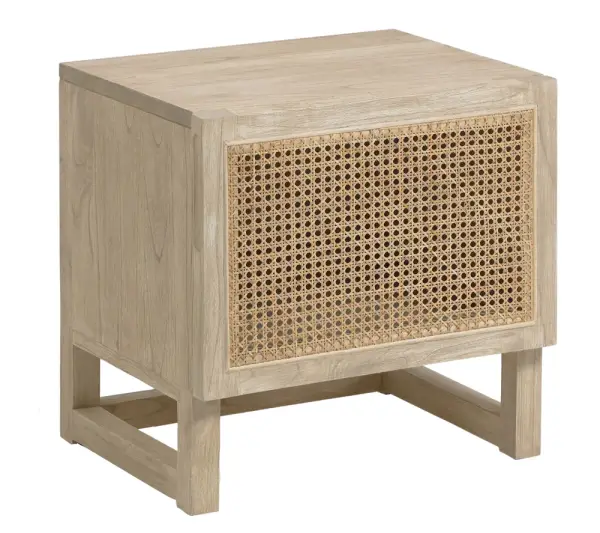 Mesa noche Rexit madera maciza chapa mindi ratán
