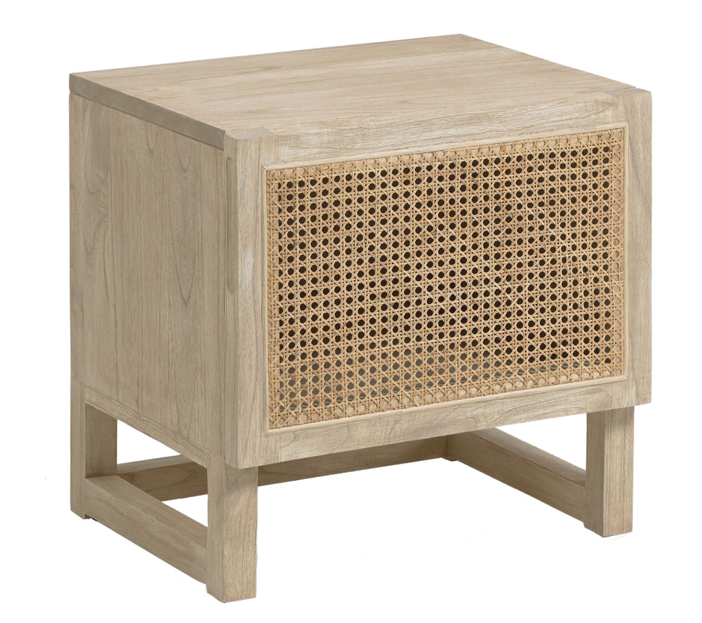 Mesa noche Rexit madera maciza chapa mindi ratán