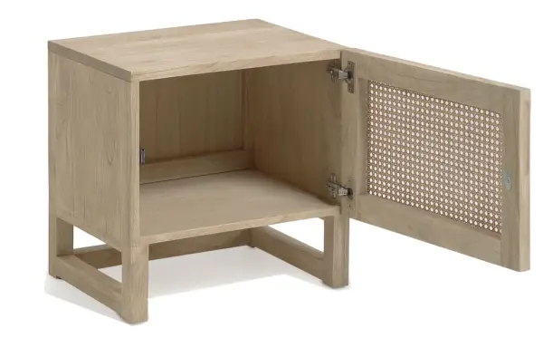 Mesa noche Rexit madera maciza chapa mindi ratán