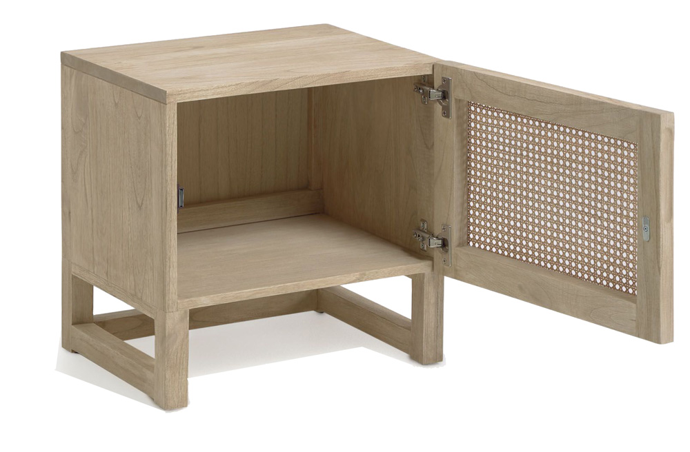 Mesa noche Rexit madera maciza chapa mindi ratán