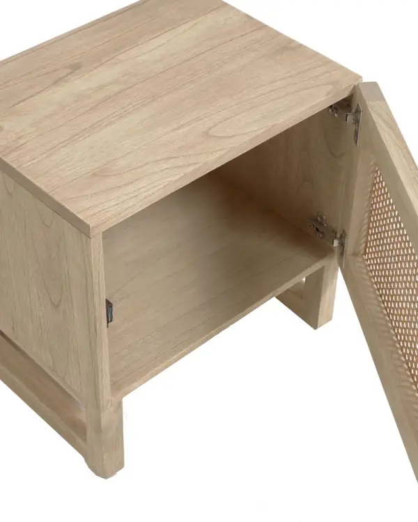 Mesa noche Rexit madera maciza chapa mindi ratán