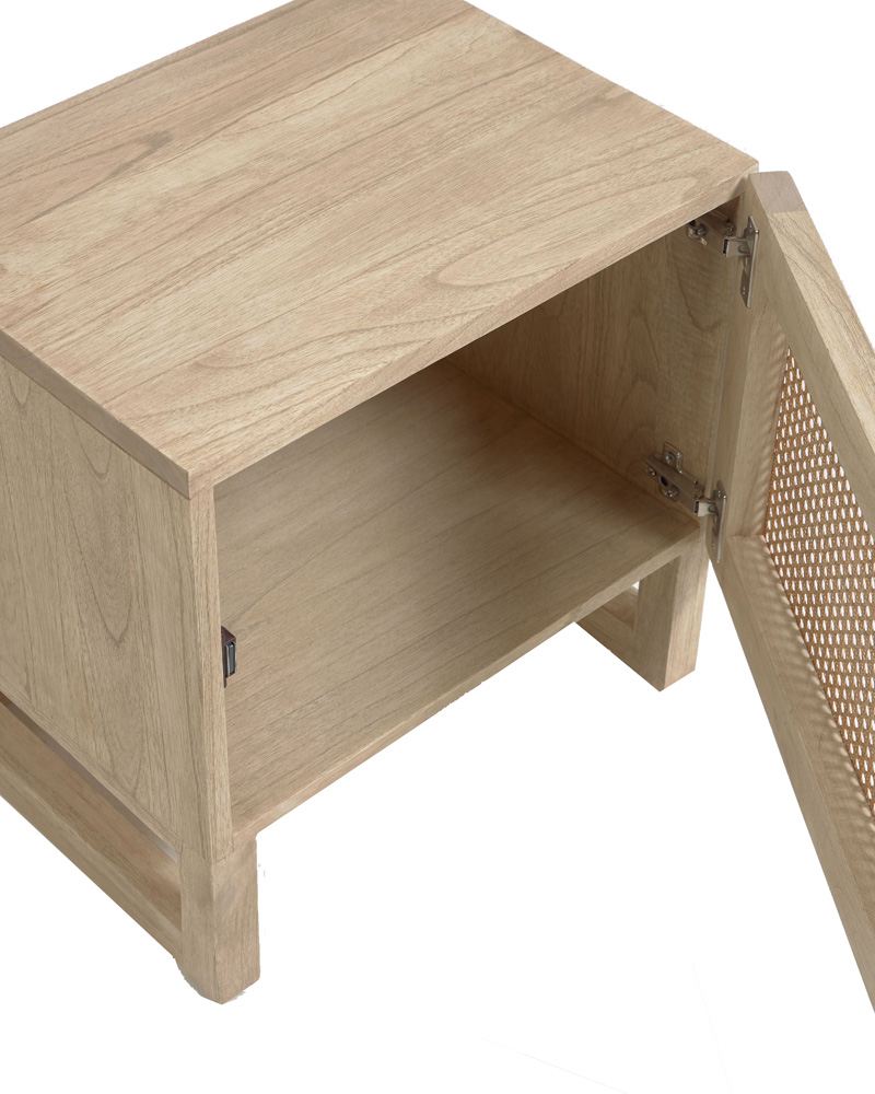 Mesa noche Rexit madera maciza chapa mindi ratán