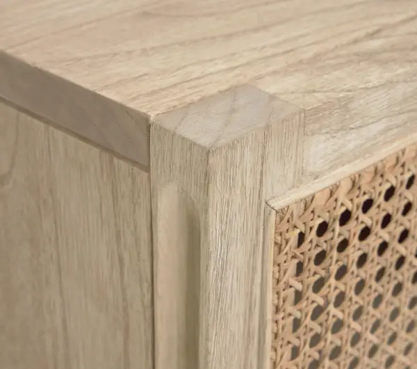Mesa noche Rexit madera maciza chapa mindi ratán