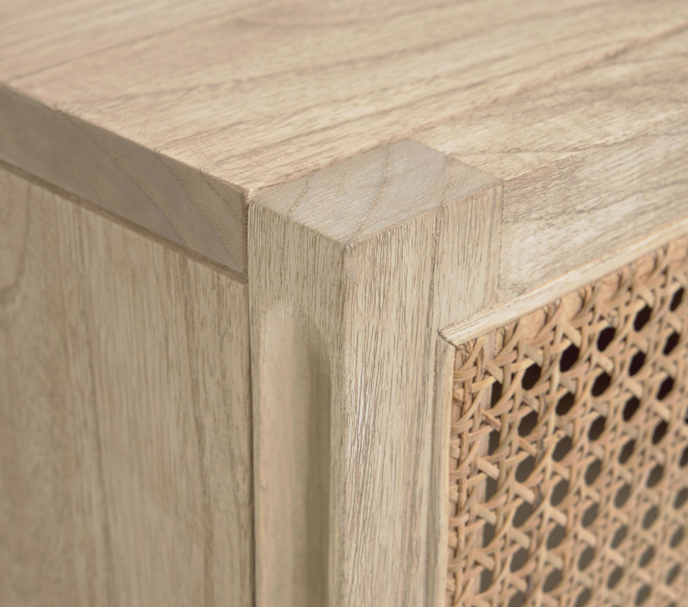 Mesa noche Rexit madera maciza chapa mindi ratán