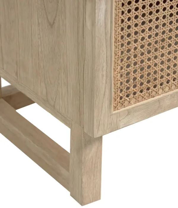 Mesa noche Rexit madera maciza chapa mindi ratán