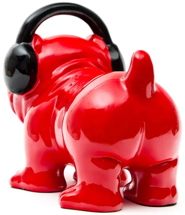 Bulldog Dj rojo de poliresina
