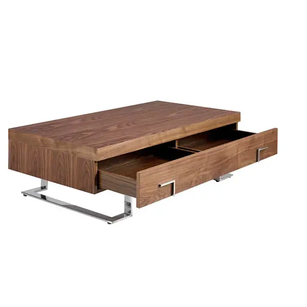 Mesa de centro moderna Fehrir nogal y metal