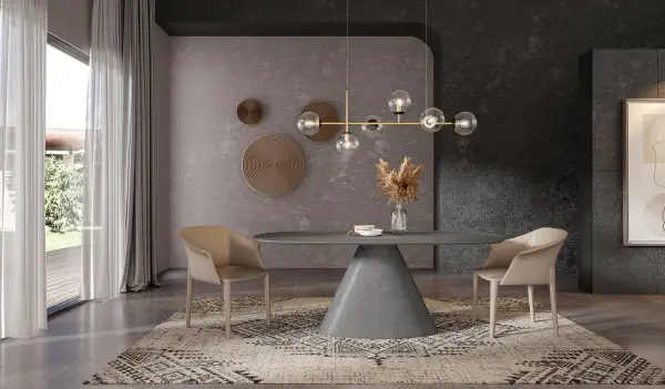 Mesa de comedor oval microcemento Elinga