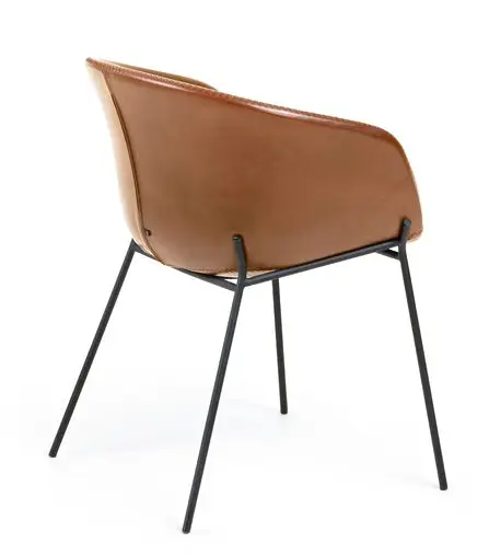 Silla de piel sintética marrón Yvette