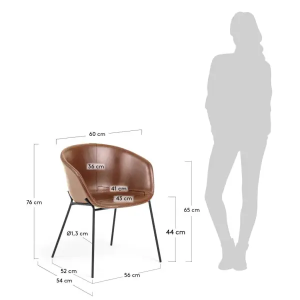 Silla de piel sintética marrón Yvette