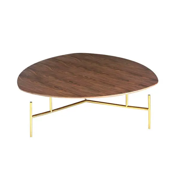 Mesa de centro nogal y dorado Geometrig