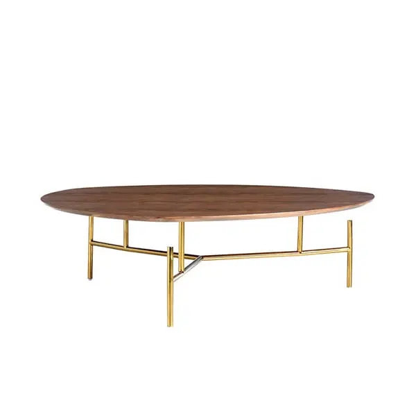 Mesa de centro nogal y dorado Geometrig