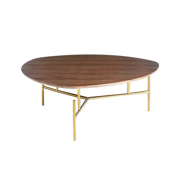 Mesa de centro nogal y dorado Geometrig