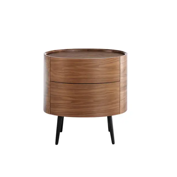 Mesita de noche moderna curva nogal  Mirandola