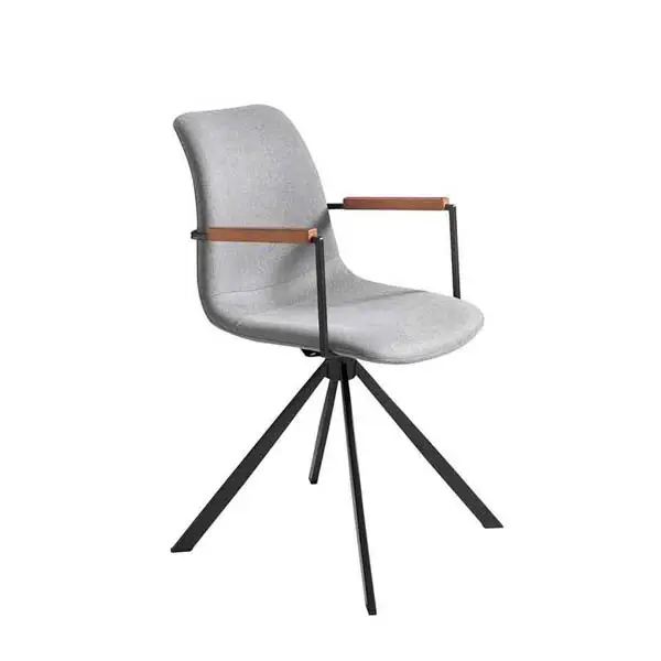 Silla giratoria tapizada metal y nogal Ferraris