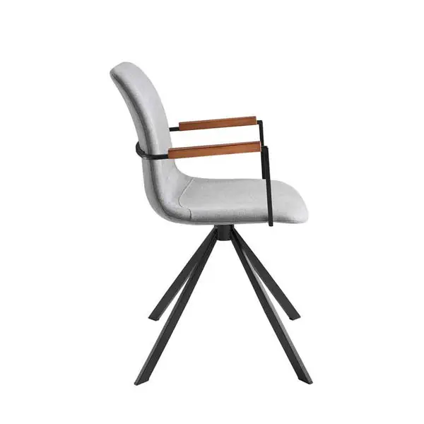 Silla giratoria tapizada metal y nogal Ferraris