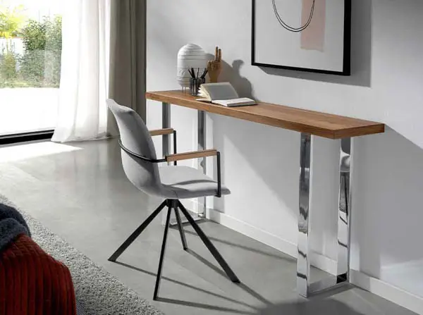 Silla giratoria tapizada metal y nogal Ferraris