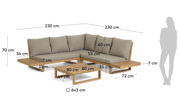 Conjunto sofá rinconera y mesa Terel