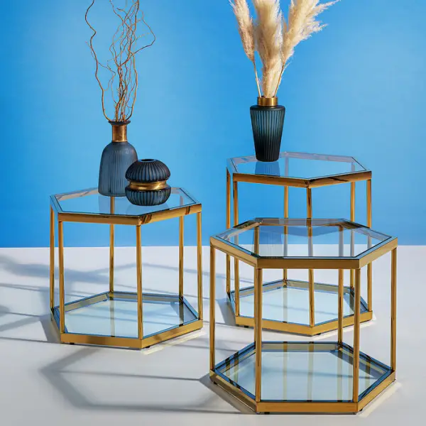 Mesa auxiliar hexagonal Comb oro Kare