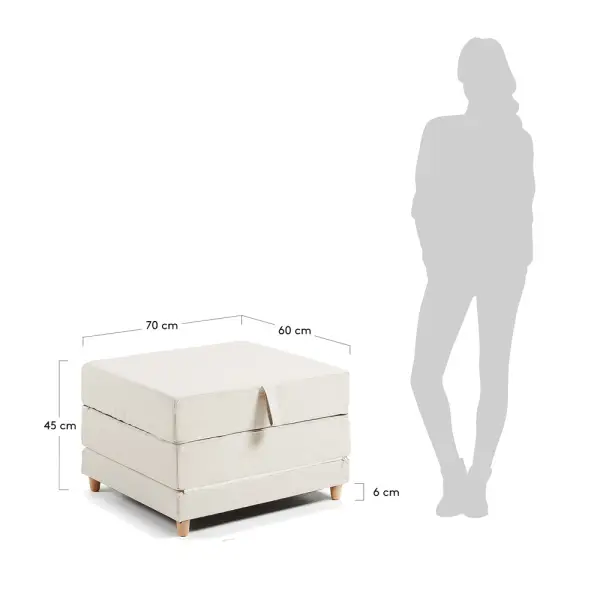 Puf Cama tapizado poliéster Lizzie Gris