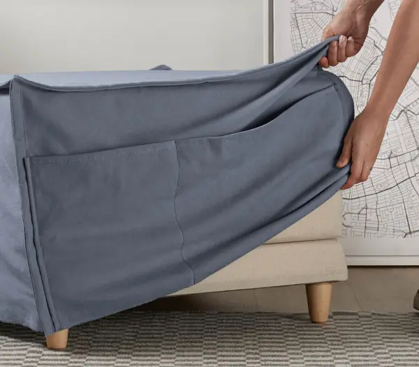 Puf Cama tapizado poliéster Lizzie Azul