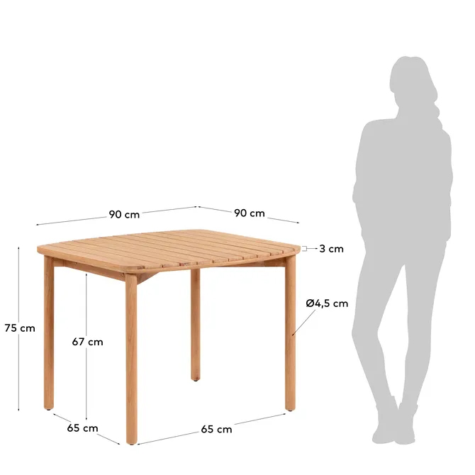 Mesa Sheryl de madera maciza de eucalipto