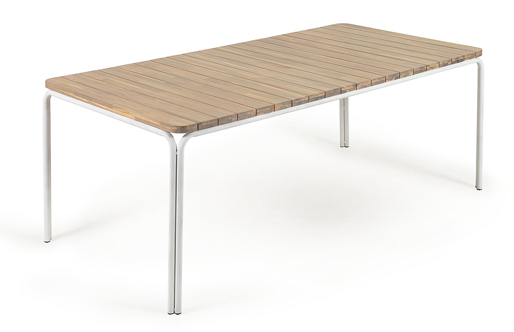 Mesa de comedor para exterior madera maciza y metal Cailin