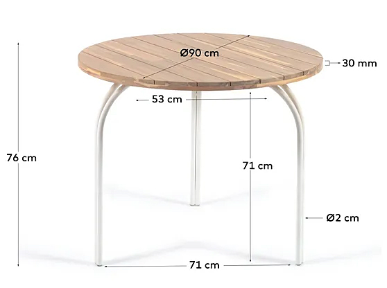 Mesa de comedor redonda jardín madera maciza Cailin