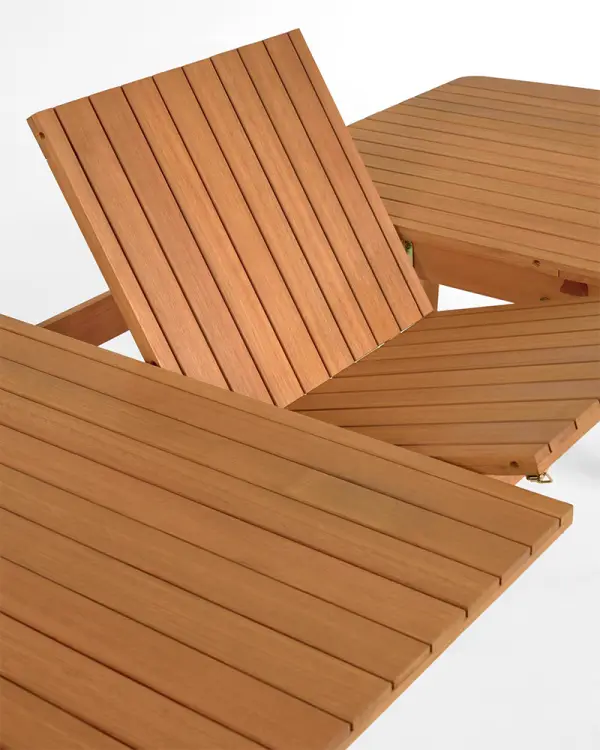 Mesa de comedor extensible de exterior madera maciza Hanzel