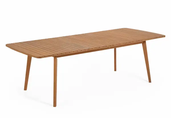 Mesa de comedor extensible de exterior madera maciza Hanzel