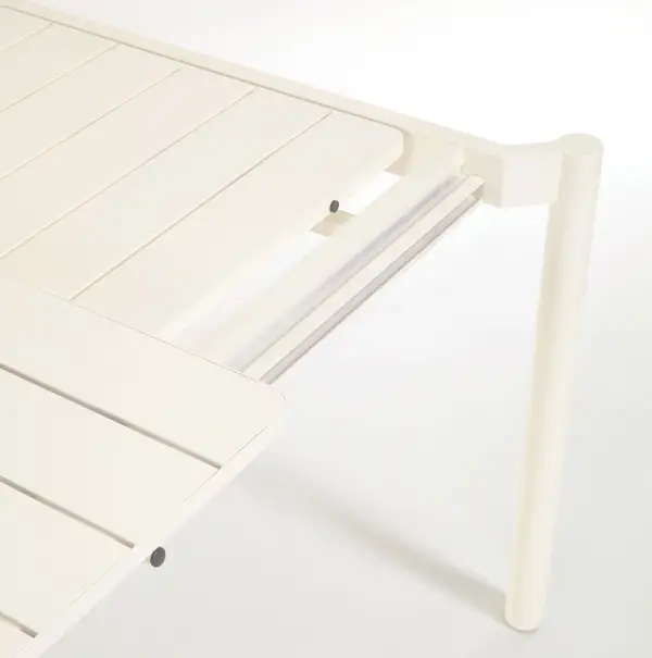 Mesa de comedor extensible de exterior blanca aluminio Zaltana