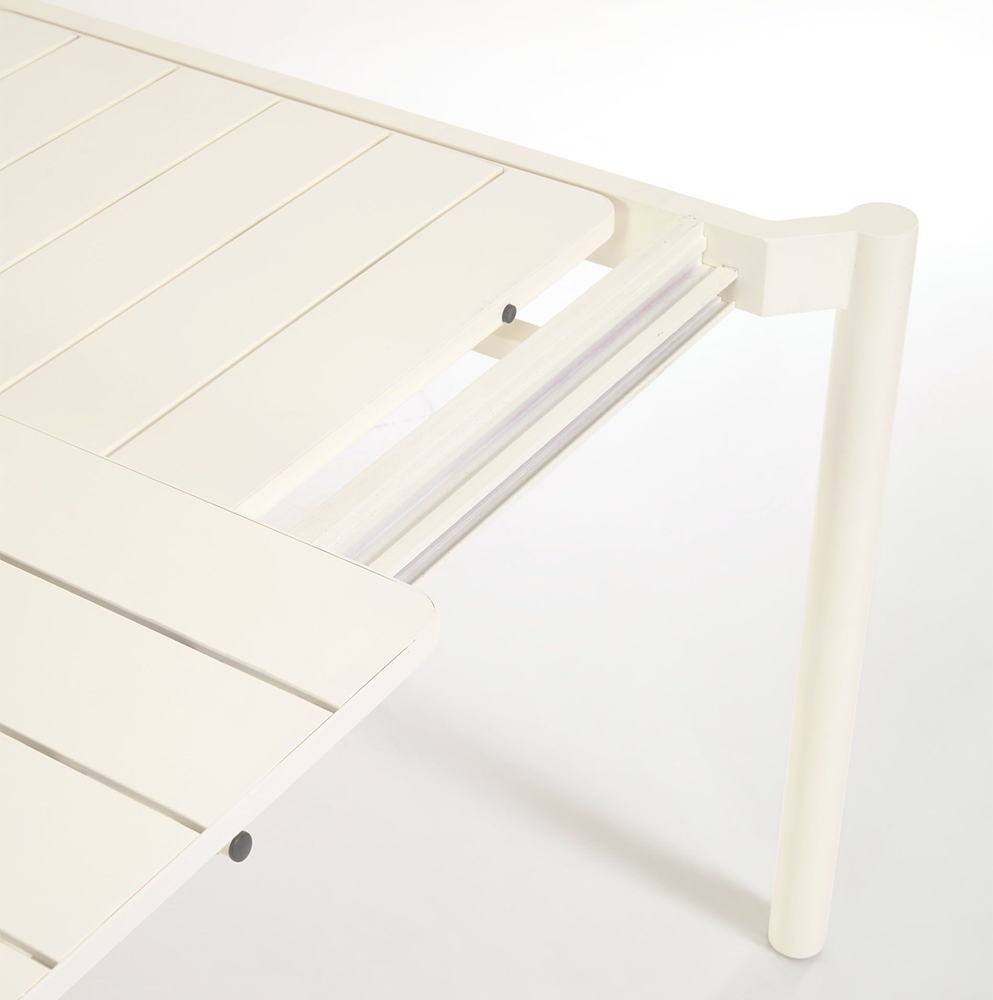 Mesa de comedor extensible de exterior blanca aluminio Zaltana