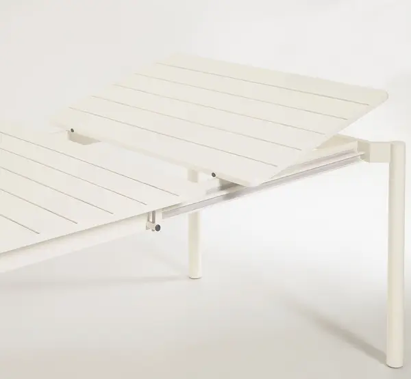 Mesa de comedor extensible de exterior blanca aluminio Zaltana