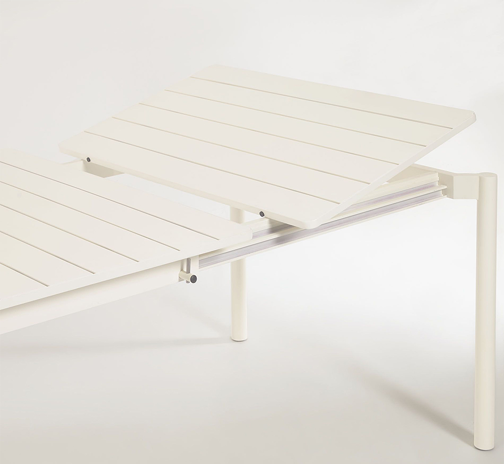 Mesa de comedor extensible de exterior blanca aluminio Zaltana