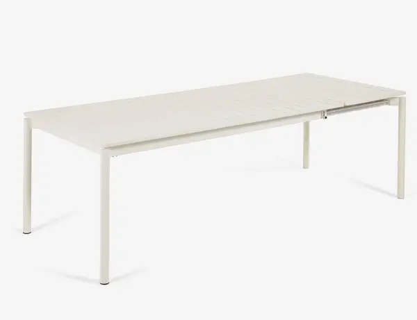 Mesa de comedor extensible de exterior blanca aluminio Zaltana