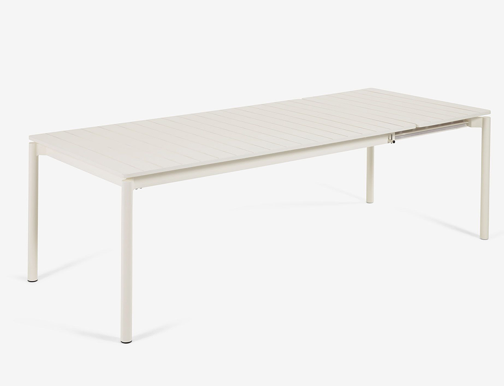 Mesa de comedor extensible de exterior blanca aluminio Zaltana